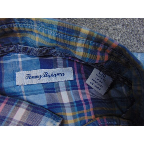 Tommy Bahama Shirt Mens‎ Large Blue Plaid Long Sleeve - Picture 4 of 8